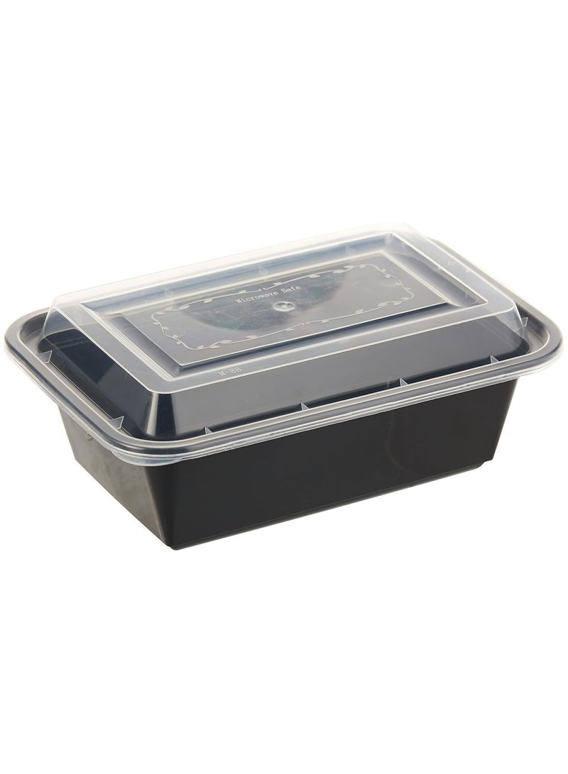 SNH Packing حاوية ميكروويف سوداء مستطيلة مع غطاء سعة 24 أونصة عبوة من 24 قطعة. - Image 1